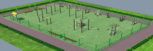 Проект спортивной воркаут площадки с уличными тренажерами в Донецке