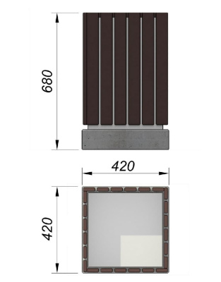 Урна деревянная квадратная с бетонным основанием МАФ 1633 в Донецке