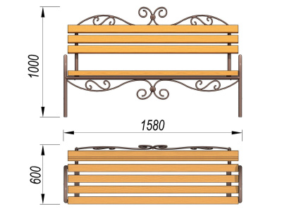 Лавочка кованная МАФ 1606 в Донецке