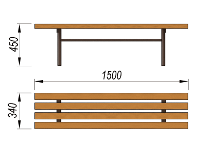 Лавочка без спинки МАФ 1601 в Донецке