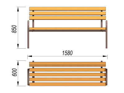 Парковая лавочка со спинкой МАФ 1605 в Донецке